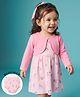 Babyhug Single Jersey Knit Full Sleeves Frock and Bloomer with Floral Print - Pink