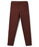 Pine Kids Cotton Lycra Knit Full Length Solid Leggings - Brown