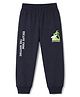 Doreme Sinker Knit Full Length Lounge  Pants With Escape From The Routine Text Print - Navy Blue