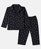 Ben Benny Single Jersey Knit Full Sleeves Co-Ords Shirt & Pyjama Night Suit with Triangle Print - Black
