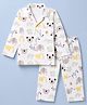 Ben Benny Single Jersey Knit Full Sleeves Co-Ords Shirt & Pyjama Night Suit with Animal Print - White