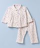 Ben Benny Single Jersey Knit Full Sleeves Co-Ords Top & Pyjama Night Suit with Heart Print - White