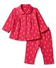 Ben Benny Single Jersey Knit Full Sleeves Co-Ords Top & Pyjama Night Suit with Polka Dots Print - Red
