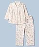 Ben Benny Single Jersey Knit Full Sleeves Co-Ords Top & Pyjama Night Suit with Kangaroo & Tropical Print - Cream