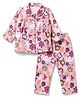 Ben Benny Single Jersey Knit  Full Sleeves Co-Ords Top & Pyjama Night Suit with Animal Floral & Butterfly Print - Pink