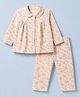 Ben Benny Single Jersey Knit Full Sleeves Co-Ords Top & Pyjama Night Suit with Floral Print - Peach