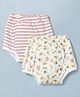 Ben Benny Single Jersey Knit Striped Shorts With Animal Print Pack of 2 - White & Peach