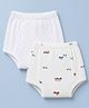 Ben Benny Single Jersey Knit Mid Thigh Trainers Padded Pants With Star & Vehicle Print Pack of 2 - White