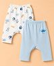 Ben Benny Interlock Knit Full Sleeves Printed Diaper Leggings Pack of 2 - White & Light Blue