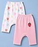 Ben Benny Interlock Knit Full Sleeves Diaper Leggings With Floral & Strawberry Print Pack of 2 - White & Light Pink