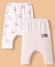 Ben Benny Interlock Knit Full Sleeves Diaper Leggings With Love Text Print Pack of 2 - White & Peach