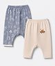 Ben Benny Interlock Knit Full Sleeves Diaper Leggings With Teddy Bear & Hot Air Balloon Print Pack of 2 - White & Light Yellow