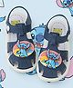 Yellow Bee Disney Featuring Rotating Stitch Applique Detailed Perforated Buckle Closure Sandals - Navy Blue