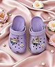 Yellow Bee Pearl & Stone Embellished Floral Design Metal Applique Detailed Clogs - Purple
