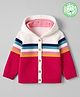 Babyhug 100% Cotton Knit Front Open Hooded Sweater with Full Sleeves and Color Block Design - Dark Pink