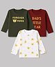 Doodle Poodle 100% Cotton Single Jersey Knit Full Sleeves  T-Shirts with Bear and Text Print Pack of 3 - Green White & Maroon