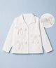 Babyhug Poplin Woven Top With Full Sleeves and Lace Bow Applique - White