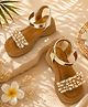 Freeplay Stones Embellished Velcro Closure Heel Sandals - Gold