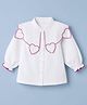 Babyhug 100% Cotton Poplin Woven Top with Full Sleeves and Heart Embroidery - White