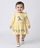 Bella Moda Cotton Woven Full Sleeves Children Thread Work Embroidered Dress - Yellow