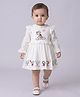 Bella Moda Cotton Woven Full Sleeves Children Thread Work Embroidered Dress - White