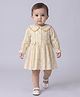 Bella Moda Cotton Woven Full Sleeves Geometric Printed Bow Applique Dress - Yellow