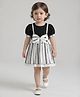 Bella Moda Cotton Woven Half Sleeves Floral Embroidered & Bow Applique Detailed Dress - Black