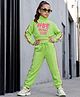 OLLINGTON ST. Set Of Cotton Knit Full Sleeves Text Printed Winter Wear Sweatshirt With Print & Joggers - Limegreen