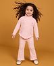 Babyhug Single Jersey Knit Full Sleeves Top & Pant Set With Bow Applique - Pink