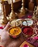 HAZEL Brass Chomukha Kankavati for Pooja | Traditional Kumkum Haldi Holder with Handle for Festive & Daily Ritual Use