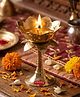 HAZEL Brass Lotus Diya Tall Design | Decorative Oil Lamp for Pooja Room, Temple & Festive Decor