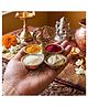 HAZEL Brass Peacock Chowmukha Kankavati | Decorative Kumkum Holder for Pooja, Tilak & Festive Use