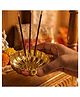 HAZEL Brass Agarbatti Stand | Flower Shaped Incense Holder with 5 Stick Slots | Pooja Thali Diya Plate for Home Temple