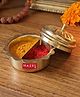 HAZEL Brass Kumkum Dabbi with Lid | Haldi Box Sindoor Container Flower Shape Edge | Pooja Storage Box for Mandir
