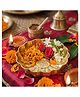 HAZEL Brass Flower Plate | Prasad Plate | Engraved Flower Design Phool Thali | Floral Offering Tray | Decorative Mandir Plate for Home Temple