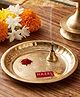 HAZEL Brass Small Thali for Flower Offering | Prasad Plate | Kumkum Diya | Diwa Keeping Tray | Beautiful Mandir Plate for Home Temple