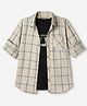Pine Kids 100% Cotton Woven Shirt with T Shirt Full Sleeves and Authentic Edition New York Brooklyn Print in Beige
