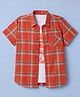 Pine Kids 100% Cotton Woven Checks Shirt with T-Shirt and Half Sleeves in Rust Orange
