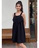 Lil Tomatoes Cotton Woven Sleeveless Bow Designed Dress - Black