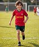 Lil Tomatoes Knit Half Raglan Sleeves Portugal Text Printed Tee & Shorts Set - Red