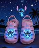 Yellow Bee Disney Featuring Stitch Applique Detailed Perforated Slip On LED Sandals - Pink