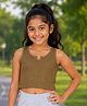 Kiddopanti Cotton Spandex Knit Sleeveless Solid Tank Top - Olive Green