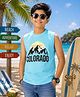 Kiddopanti Cotton Knit Sleeveless Mountains & Colorado Text Printed Tee - Aqua Blue