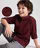 Pine Kids Cotton Woven Solid Shirt with Full Sleeves in Maroon for 7-8 Years