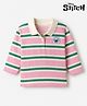 Babyhug Disney 100% Cotton Single Jersey Knit Full Sleeves Striped Polo T-Shirt With Lilo & Stitch Graphic - Pink