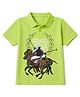 Pine Kids Cotton Mixes Knit Half Sleeves Polo T-Shirt with Polo Players Print - Limegreen
