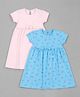 Babyhug Single Jersey Knit Half Sleeves Floral & Polka Dot Printed Frocks With Bow Applique Pack of 2 - White & Pink
