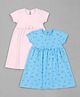 Babyhug Single Jersey Knit Half Sleeves Floral & Polka Dot Printed Frocks With Bow Applique Pack of 2 - White & Pink