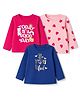 Doodle Poodle Single Jersey 100 % Cotton Knit Full Sleeves T-Shirts With Text & Hearst Print Pack of 3 - Pink, Navy & Red