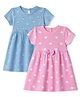 Babyhug Single Jersey Frocks with Half Sleeves and Hearts Print Pack of 2 - Pink